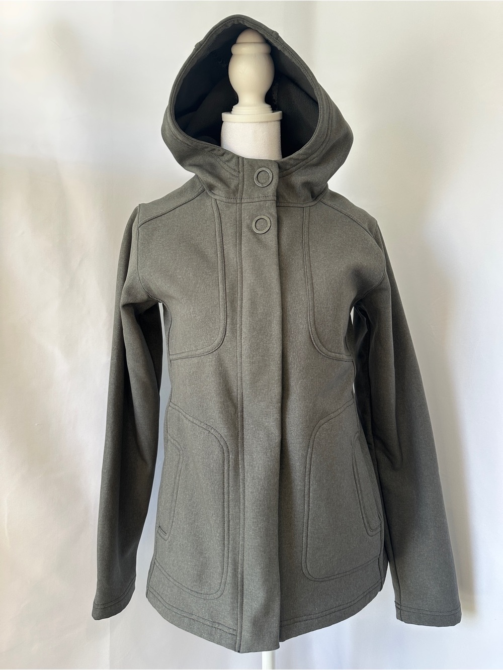 Lucy Activewear Womens S Fleece Lined Hooded Jacket Button Snap Gray